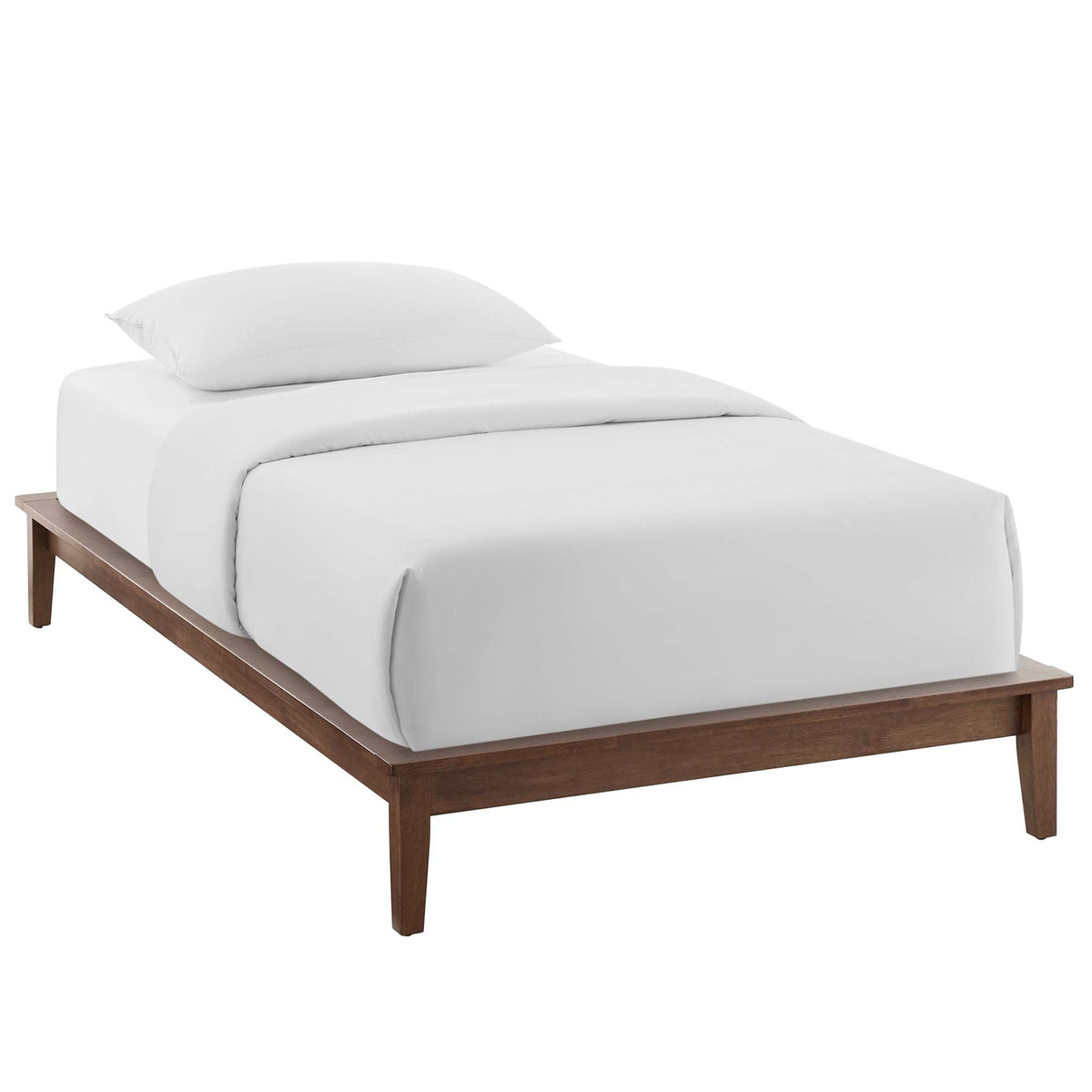 Lodge Wood Platform Bed Frame, Twin, Walnut - view 1