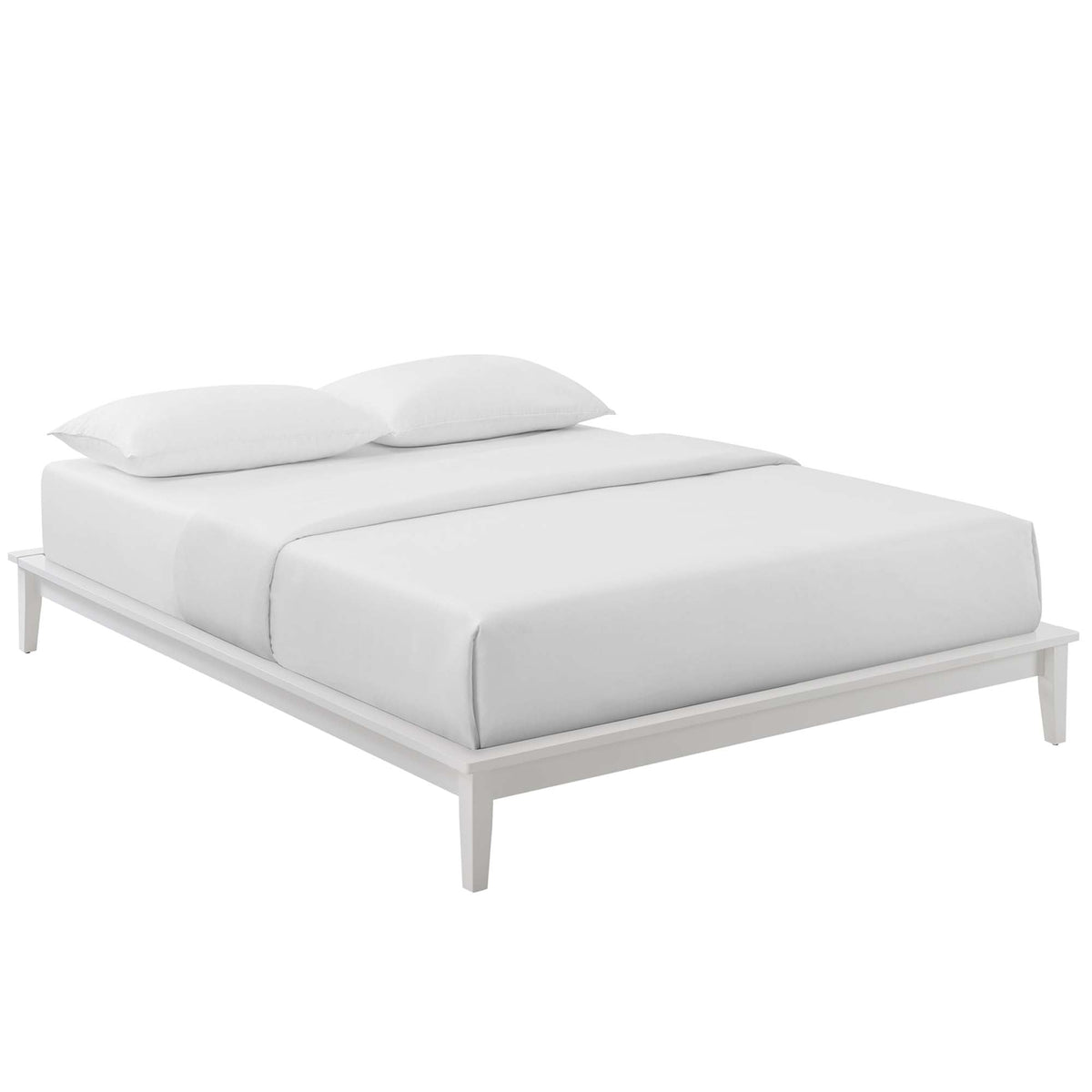 Lodge Wood Platform Bed Frame, Full, White - view 1