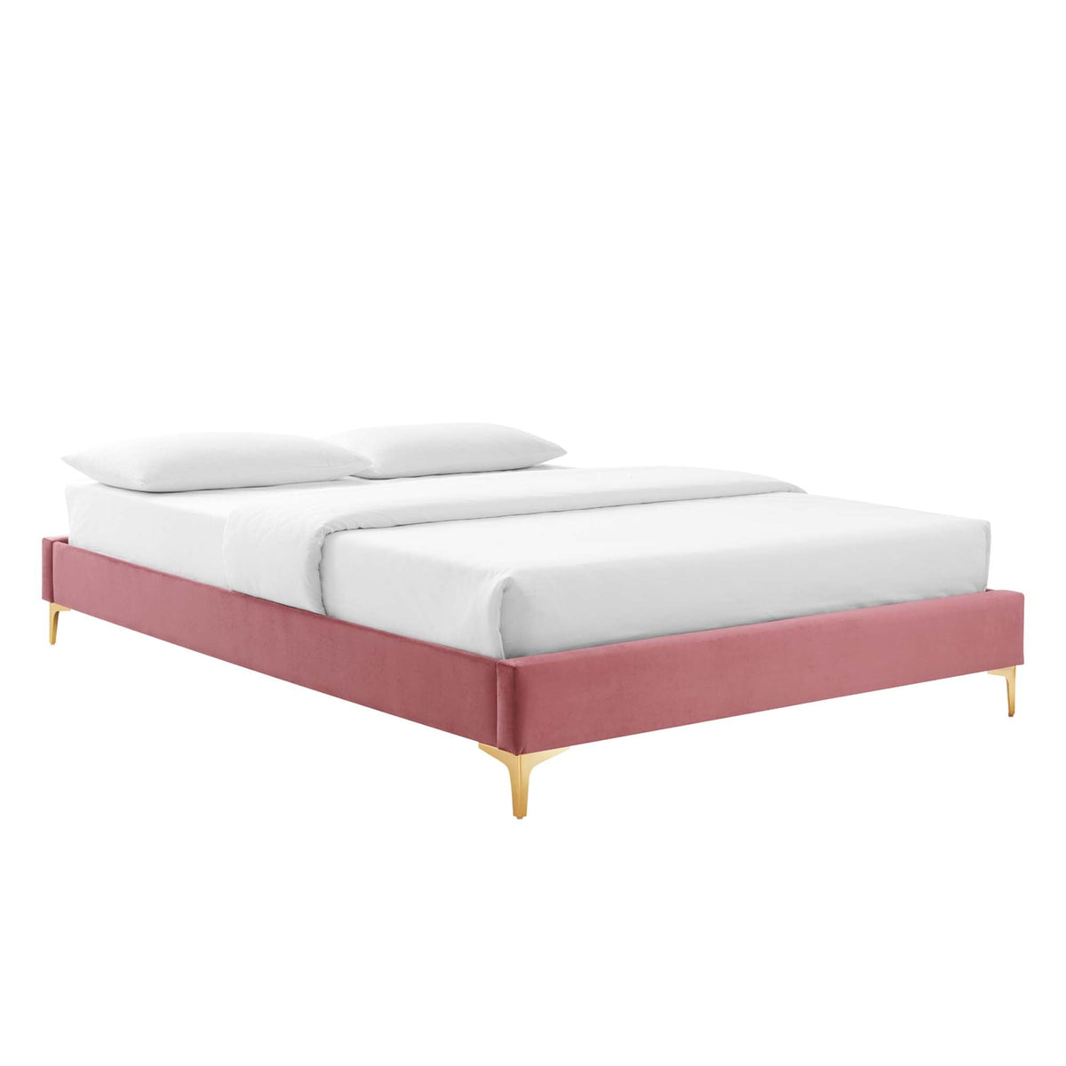 Sutton Performance Velvet Bed Frame, Queen, Dusty Rose - view 1