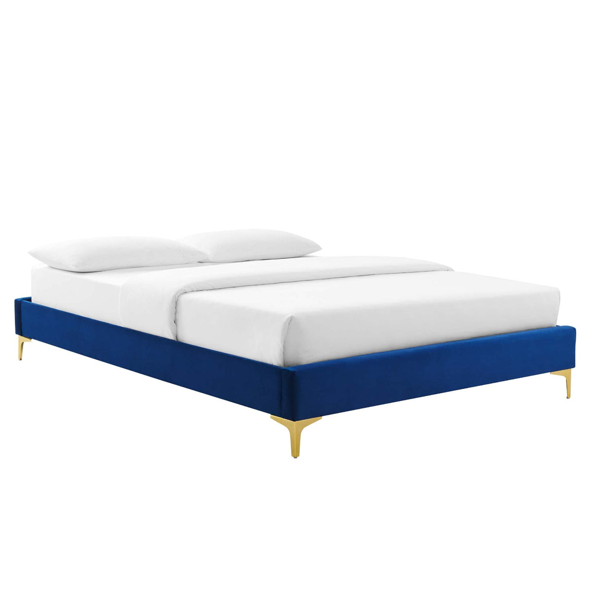 Sutton Performance Velvet Bed Frame, Queen, Navy - view 1