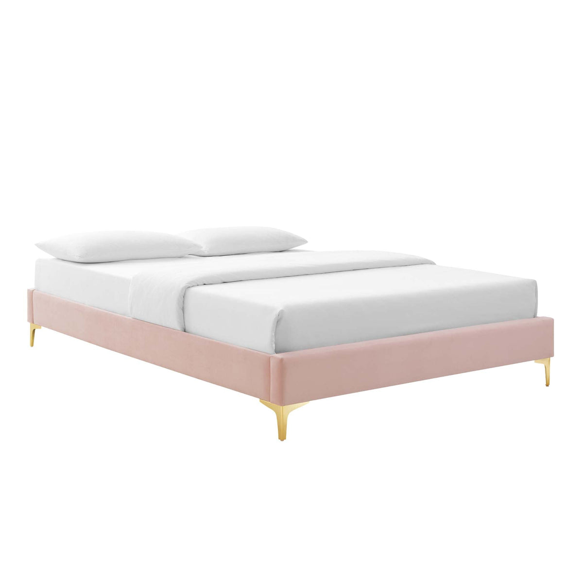 Sutton Performance Velvet Bed Frame, Queen, Pink - view 1