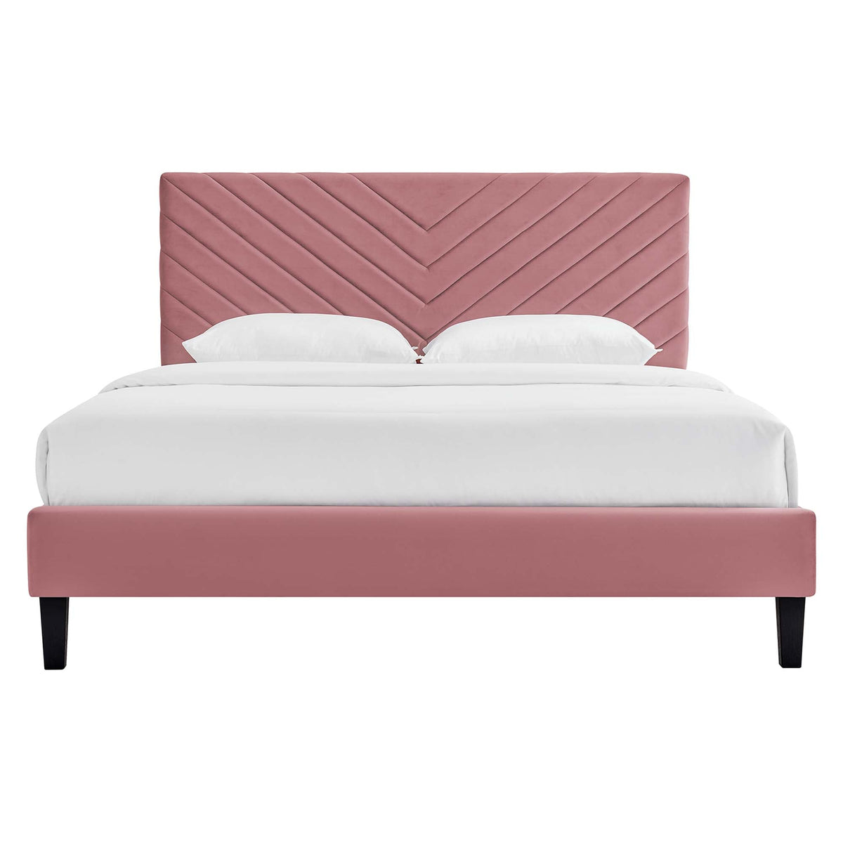 Roxanne Performance Velvet Platform Bed With Black Wood Legs - view 15