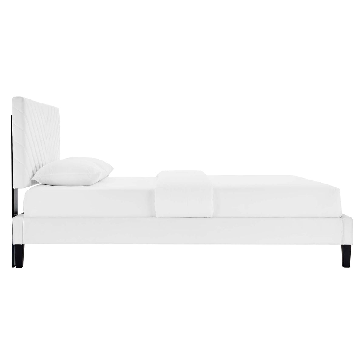 Roxanne Performance Velvet Platform Bed With Black Wood Legs - view 7