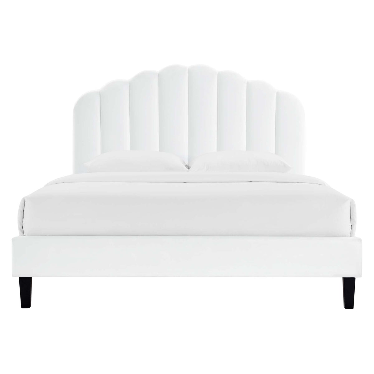 Daisy Performance Velvet Platform Bed With Black Wood Legs
