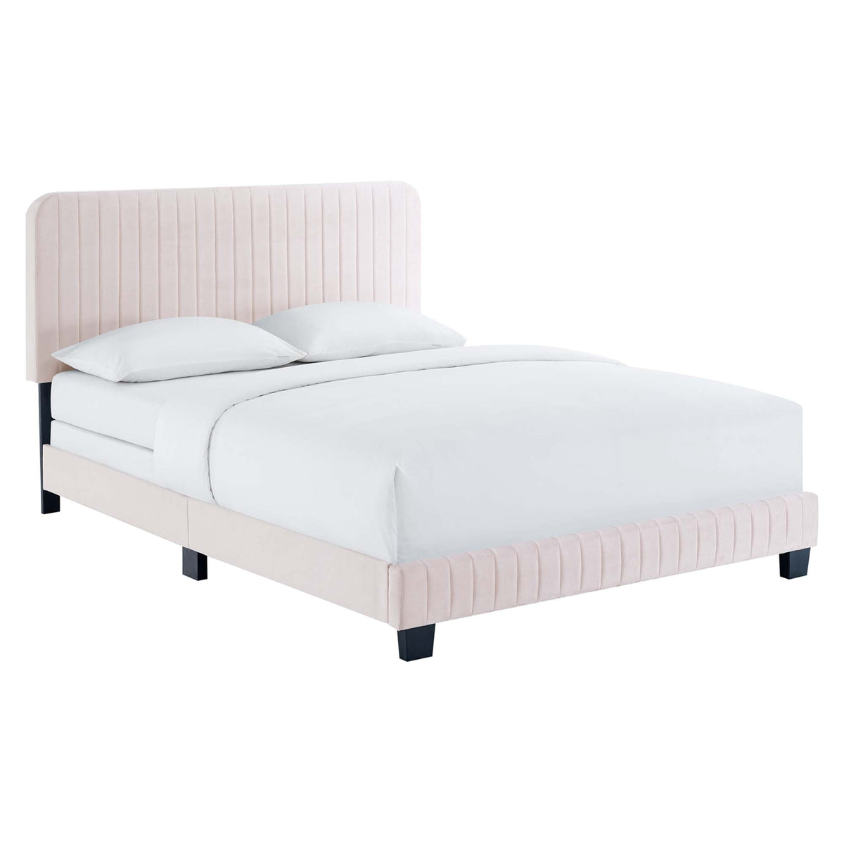 Celine Channel Tufted Performance Velvet Bed, Full, Pink - view 1