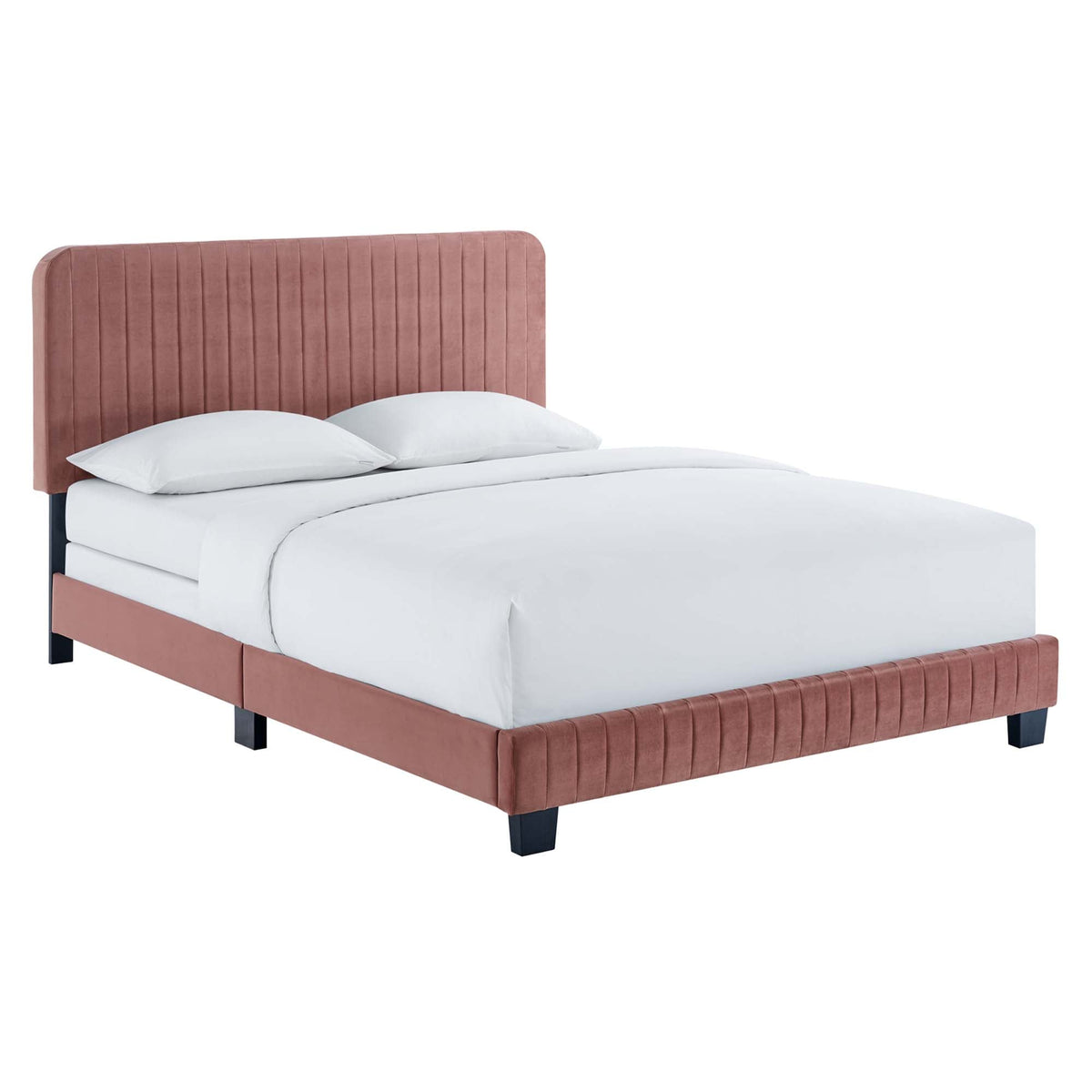 Celine Channel Tufted Performance Velvet Bed, Twin, Dusty Rose - view 1