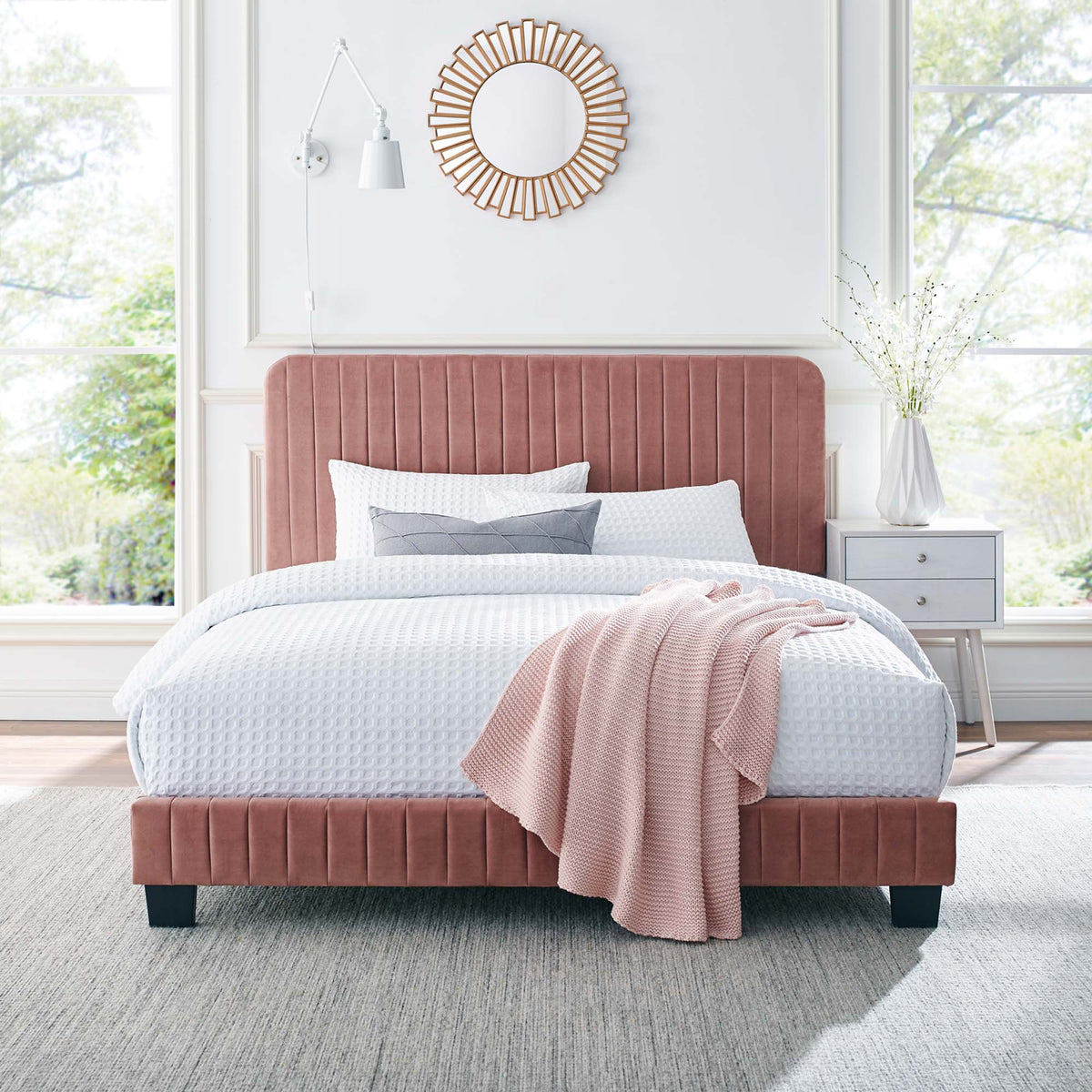 Celine Channel Tufted Performance Velvet Platform Bed