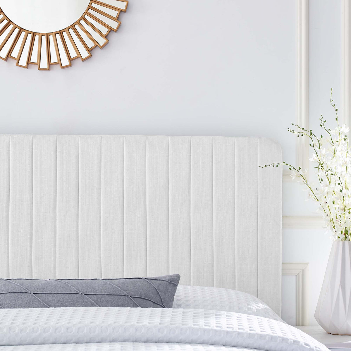 Milenna Channel Tufted Upholstered Fabric Headboard
