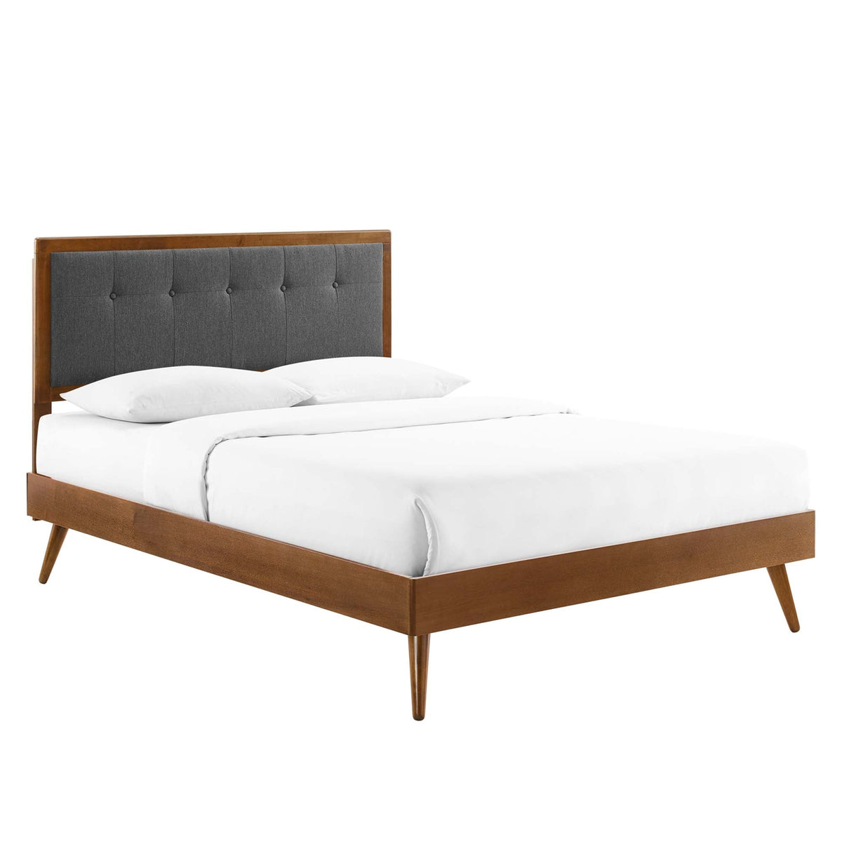 Willow Wood Platform Bed With Splayed Legs, Queen, Walnut Charcoal - view 1