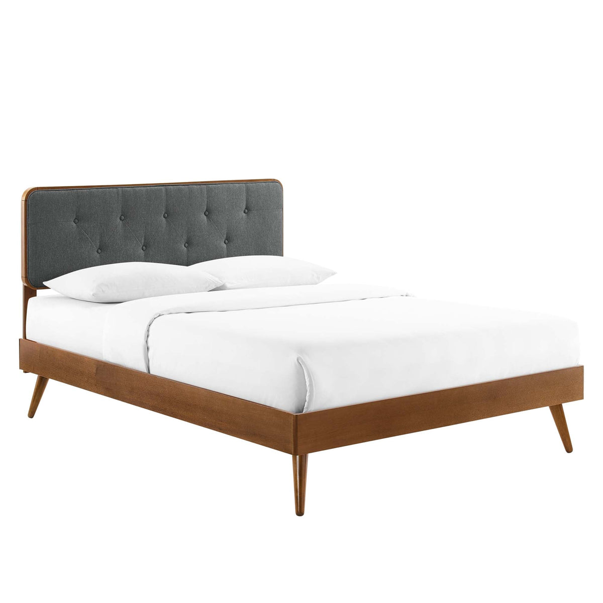 Bridgette Wood Platform Bed With Splayed Legs, King, Walnut Charcoal - view 1