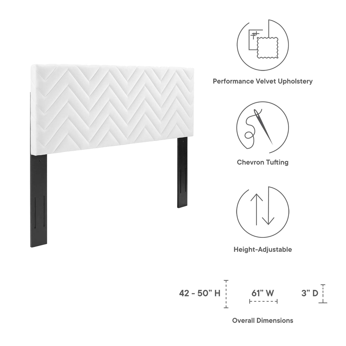 Mercy Chevron Tufted Performance Velvet Headboard - view 5