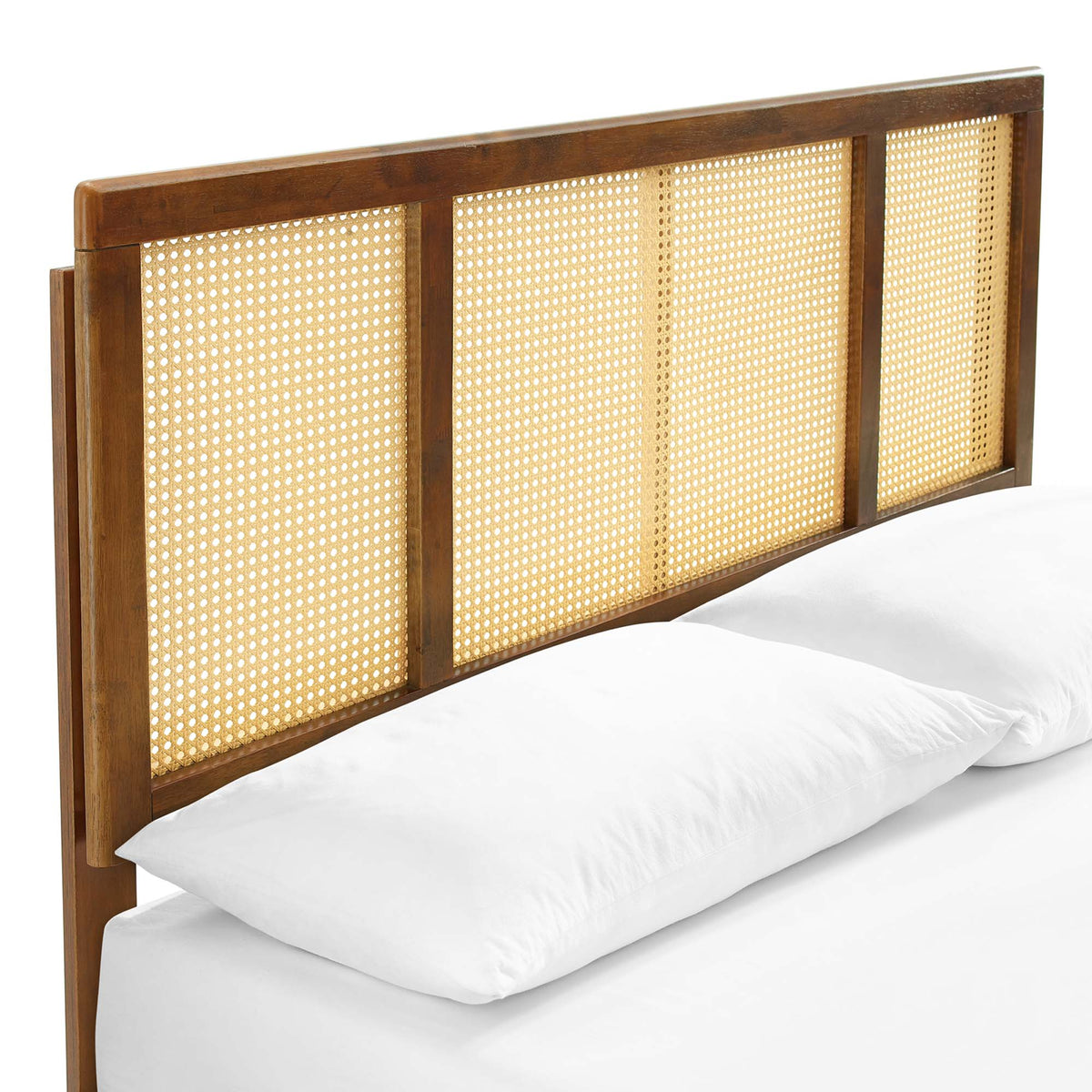 Kelsea Cane and Wood Platform Bed With Splayed Legs