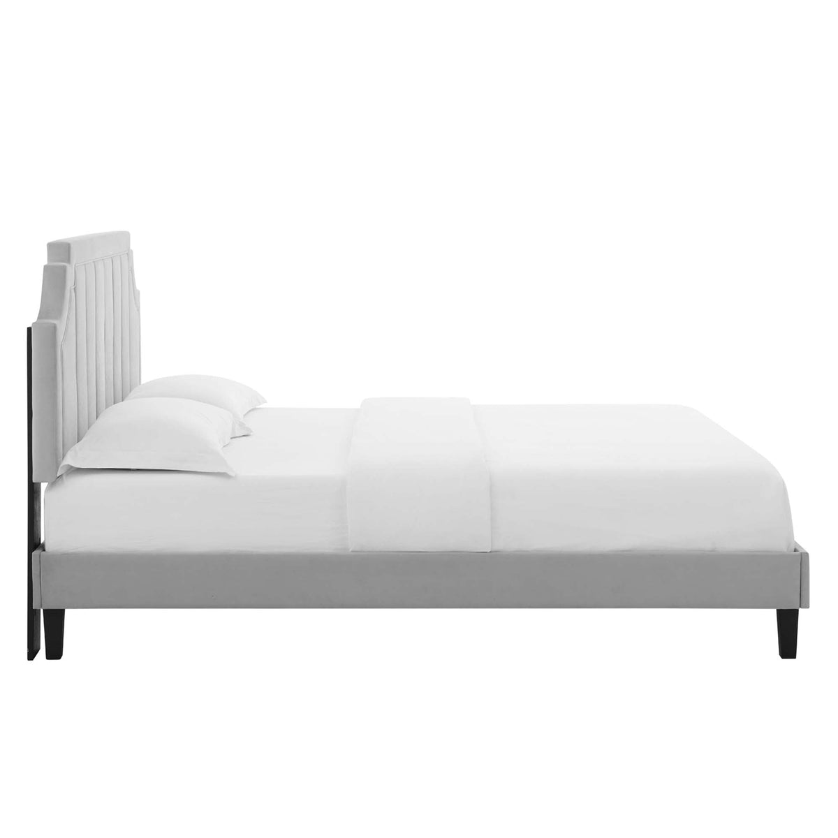 Sienna Performance Velvet Platform Bed With Black Wood Legs - view 22