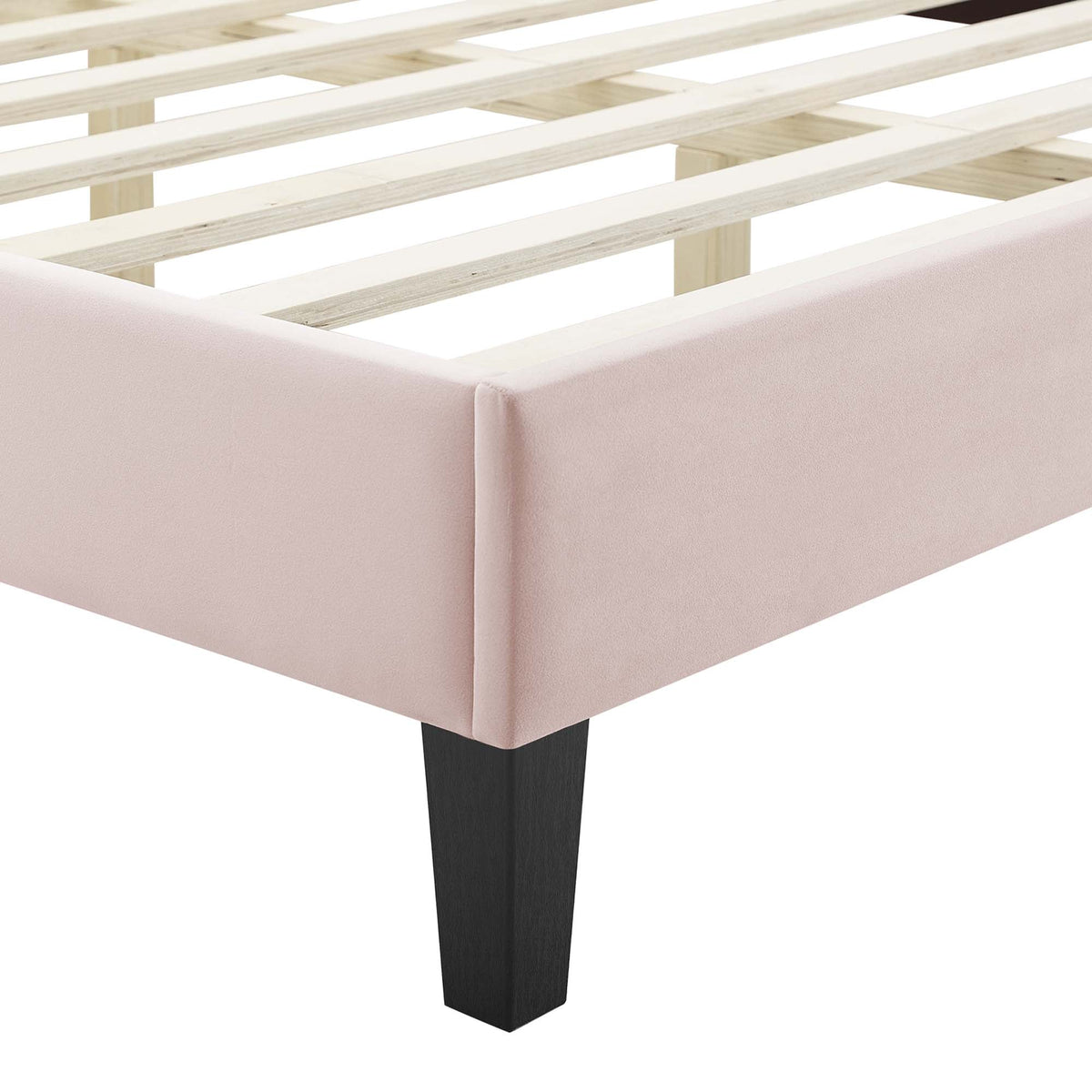 Sienna Performance Velvet Platform Bed With Black Wood Legs - view 10