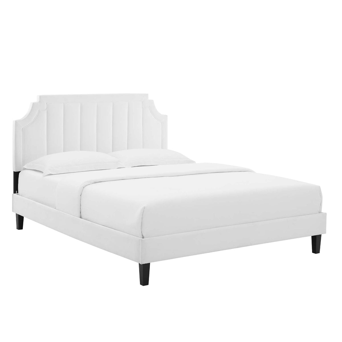 Sienna Performance Velvet Platform Bed With Black Wood Legs - view 5