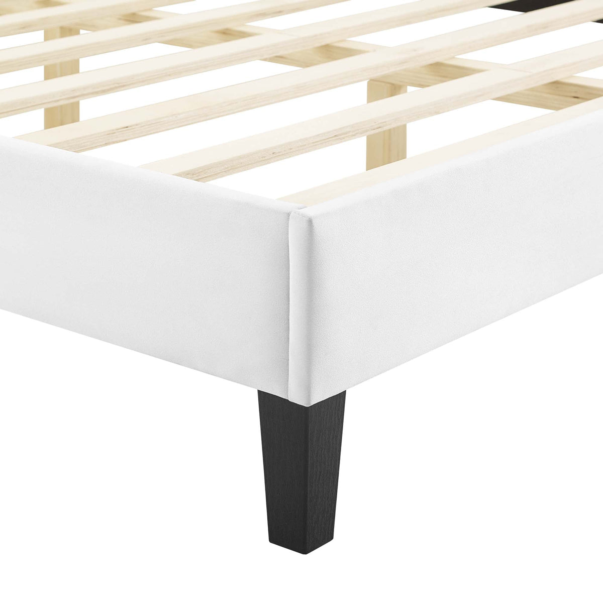 Current Performance Velvet Platform Bed With Black Wood Legs