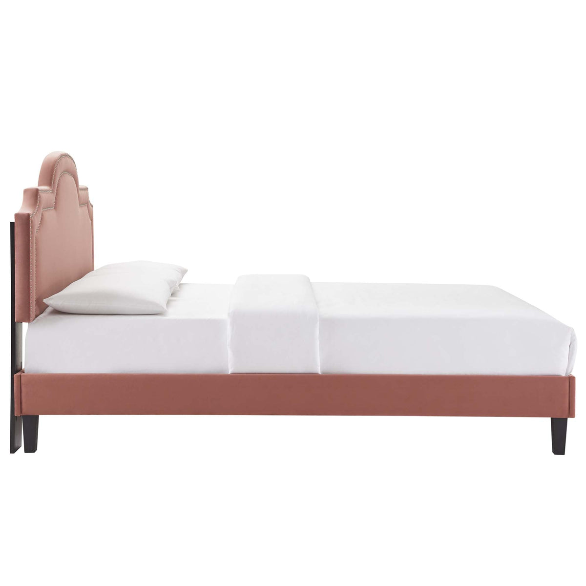 Aviana Performance Velvet Bed With Black Wood Legs, King, Dusty Rose - view 3