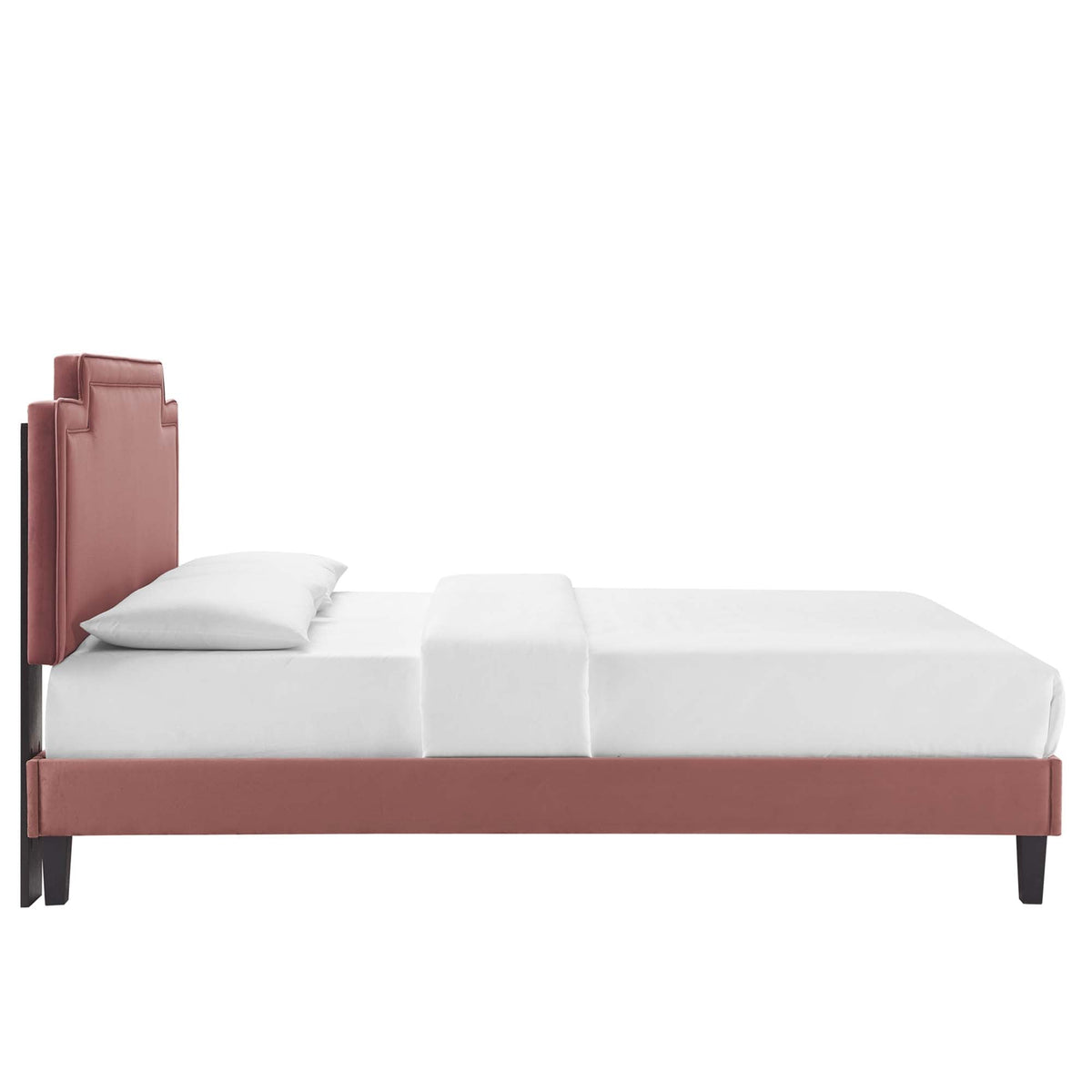 Liva Performance Velvet Bed With Black Wood Legs, King, Dusty Rose - view 3