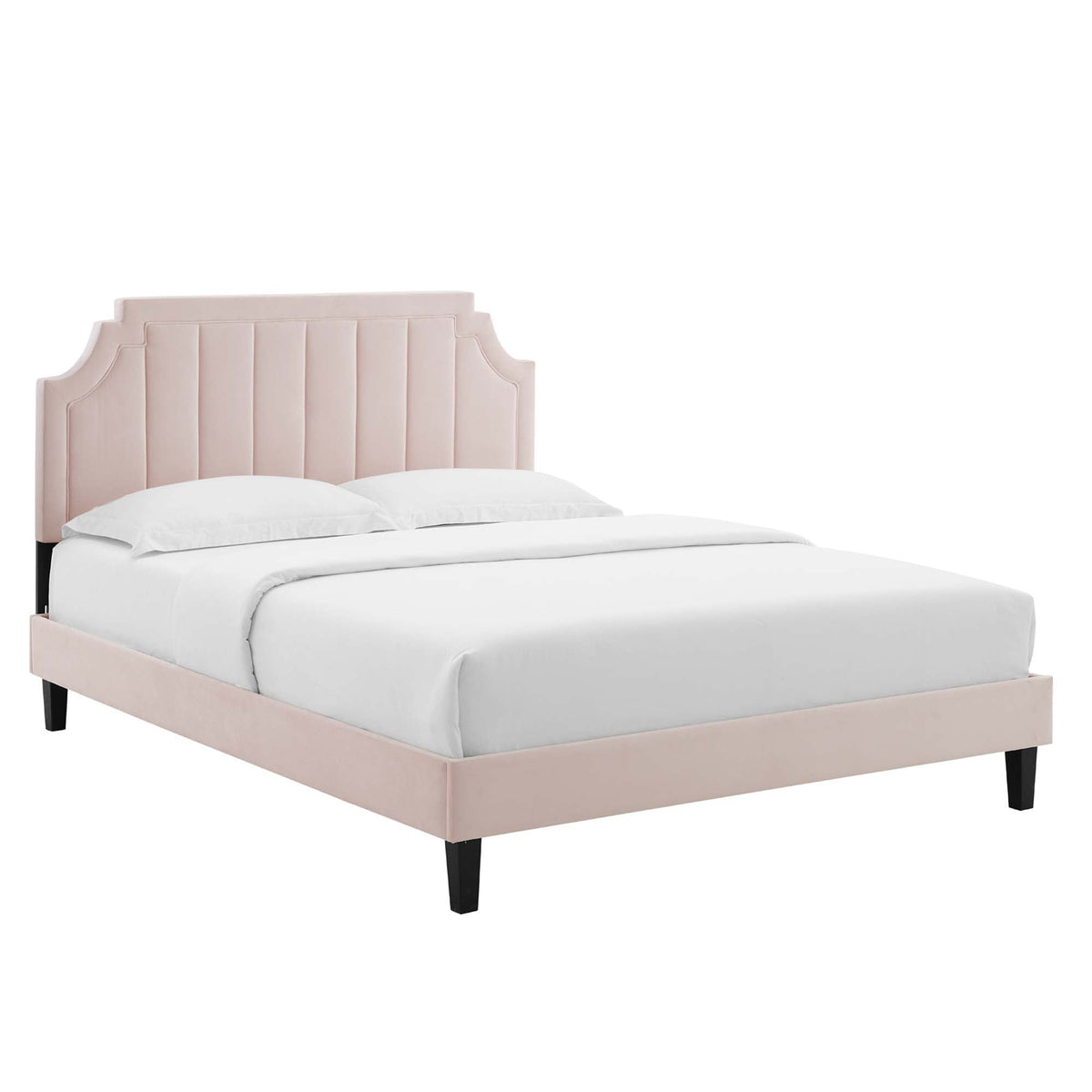 Sienna Performance Velvet Platform Bed With Black Wood Legs - view 6