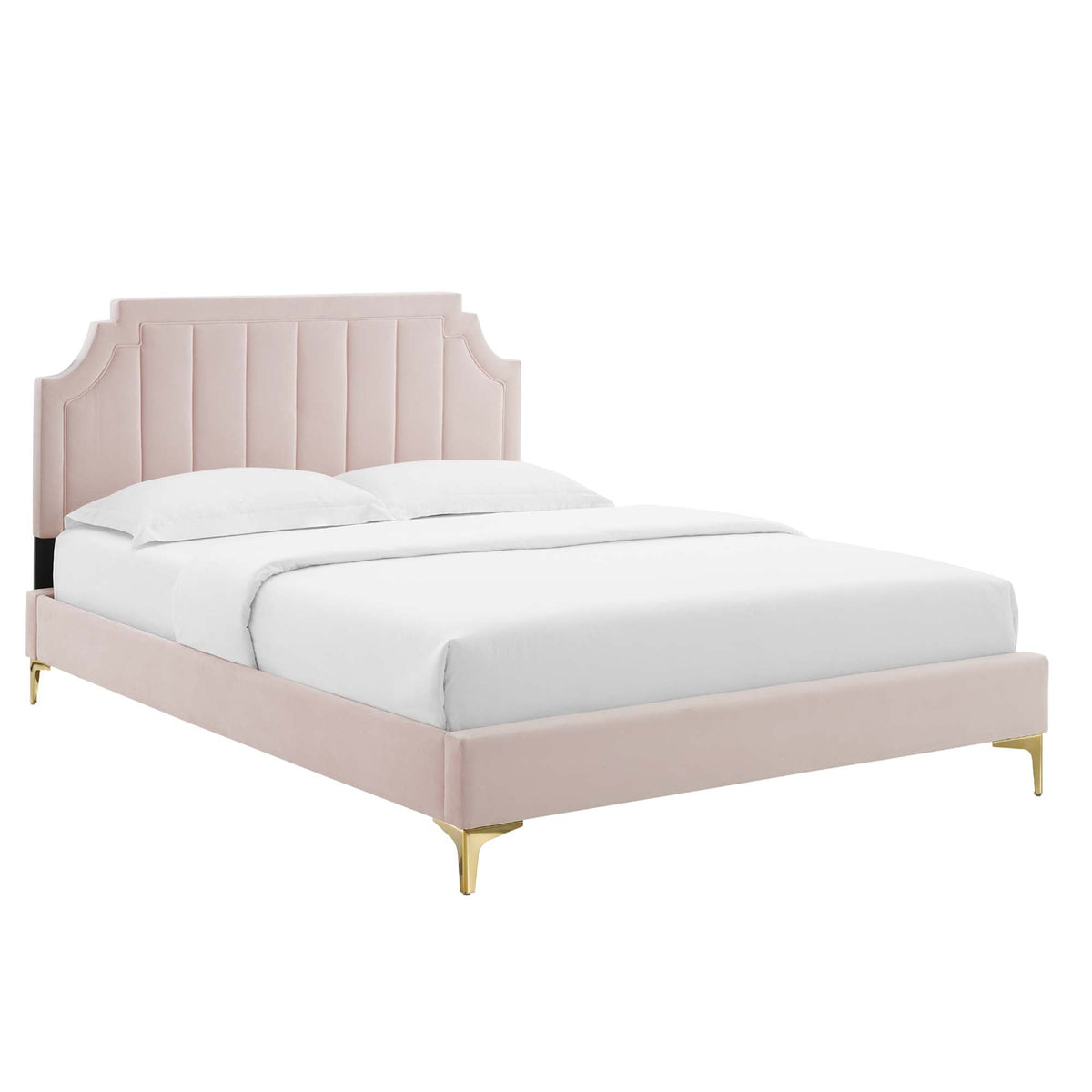 Sienna Performance Velvet Platform Bed With Gold Metal Legs - view 6