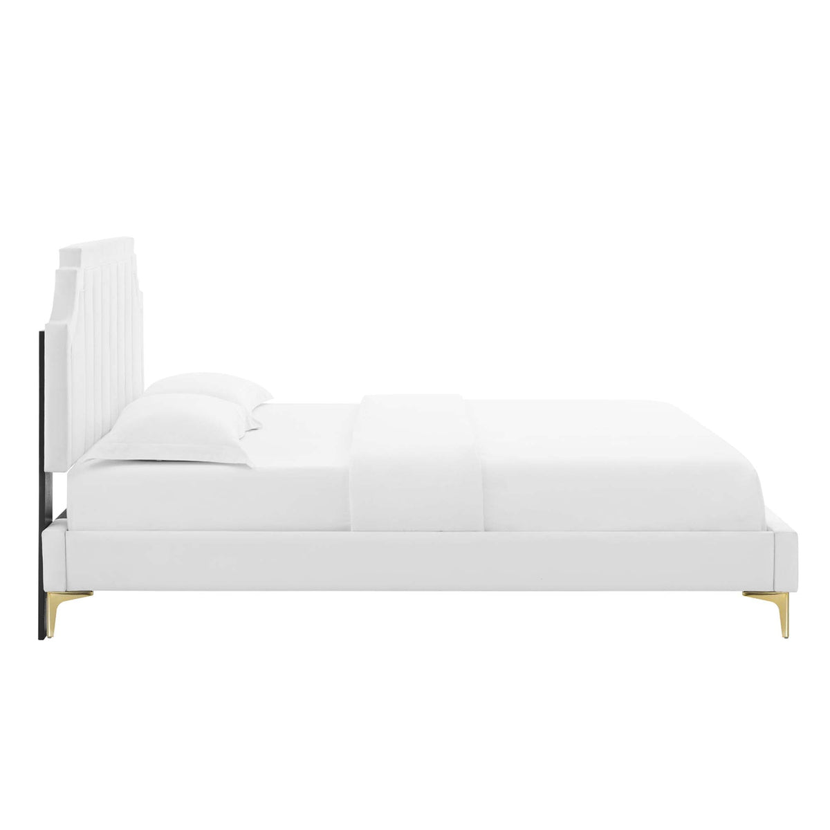 Sienna Performance Velvet Platform Bed With Gold Metal Legs - view 23