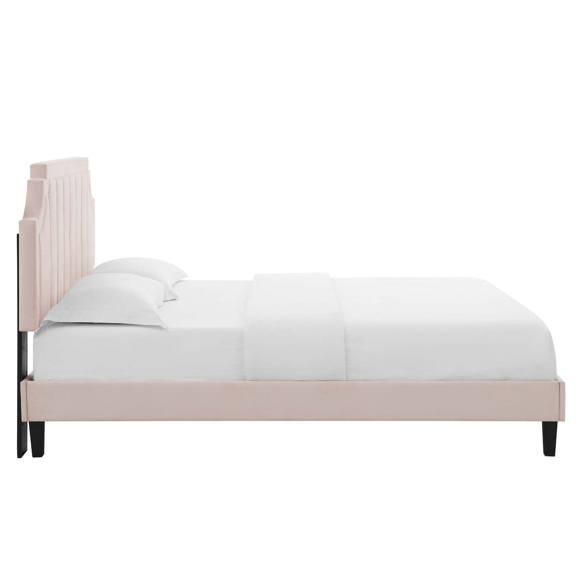 Sienna Performance Velvet Platform Bed With Black Wood Legs - view 12