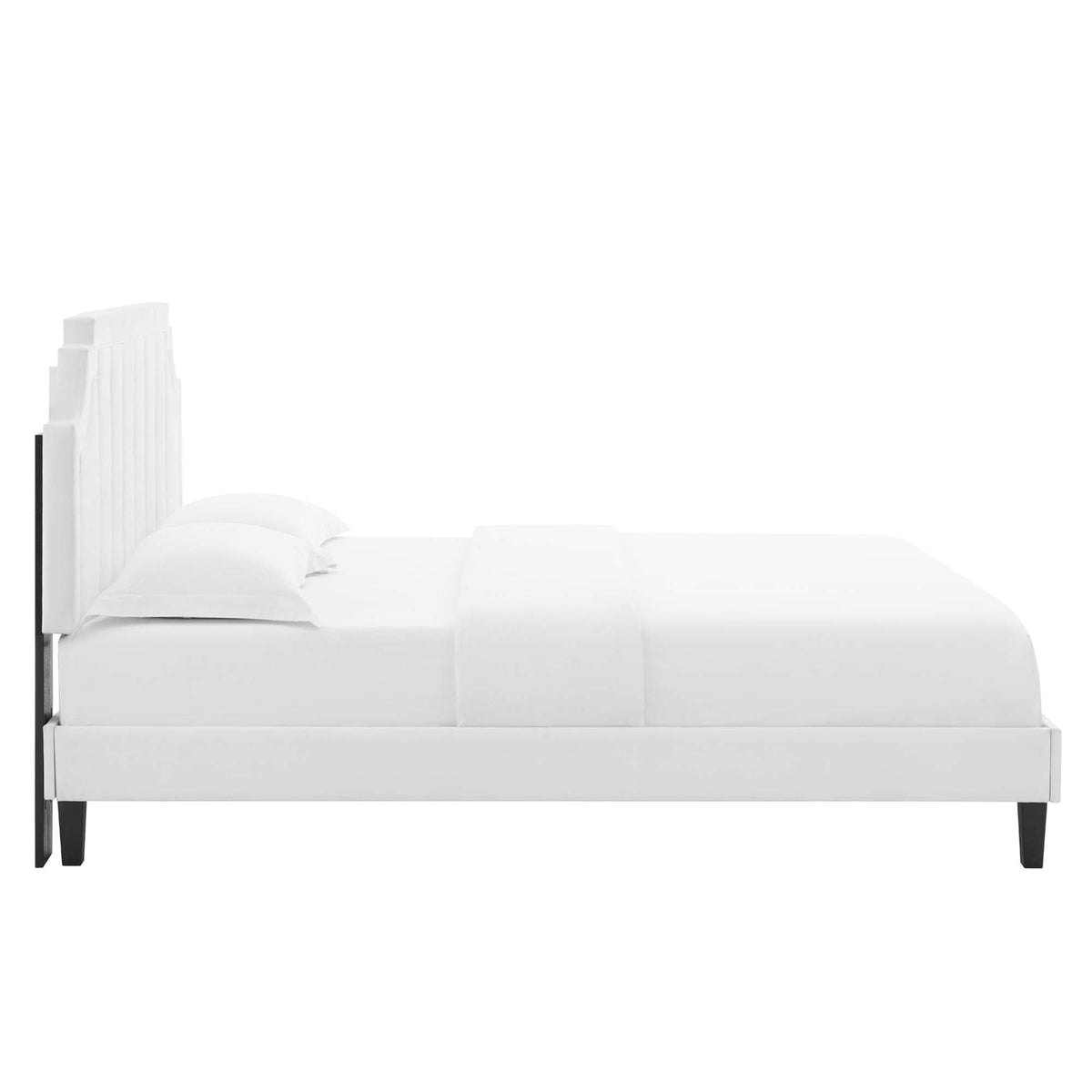 Sienna Performance Velvet Platform Bed With Black Wood Legs - view 26