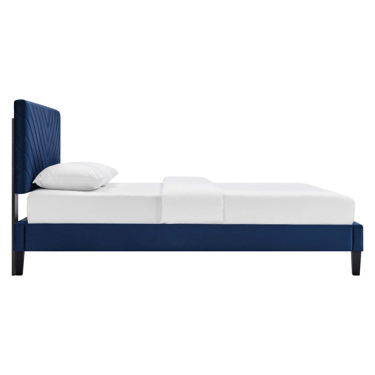 Roxanne Performance Velvet Platform Bed With Black Wood Legs - view 10