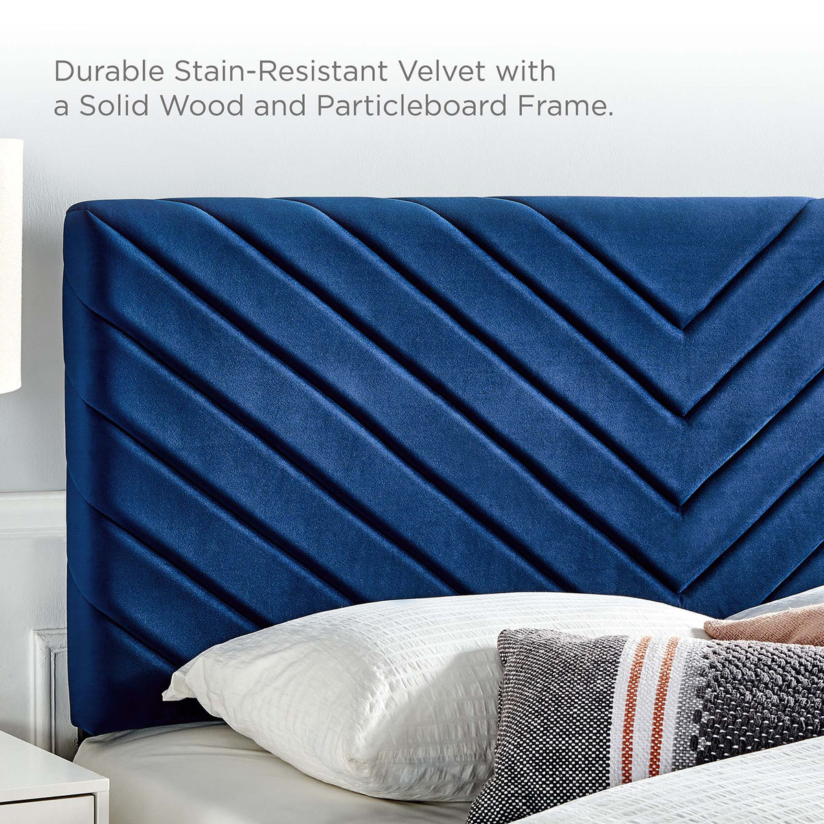 Roxanne Performance Velvet Platform Bed With Black Wood Legs - view 28