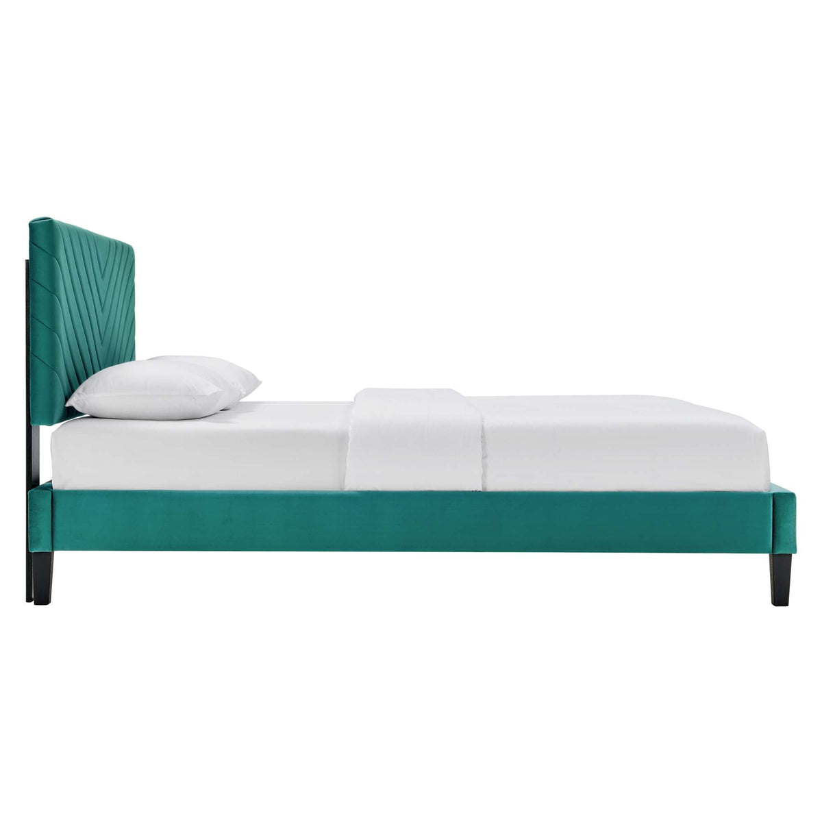 Roxanne Performance Velvet Platform Bed With Black Wood Legs - view 11