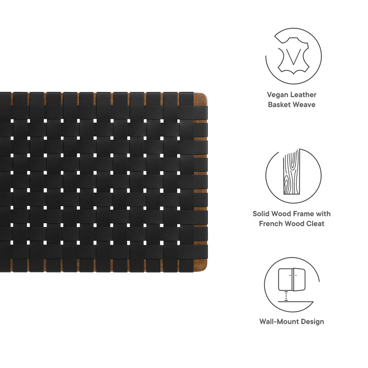 Sparta Weave Wall-Mount Vegan Leather Headboard