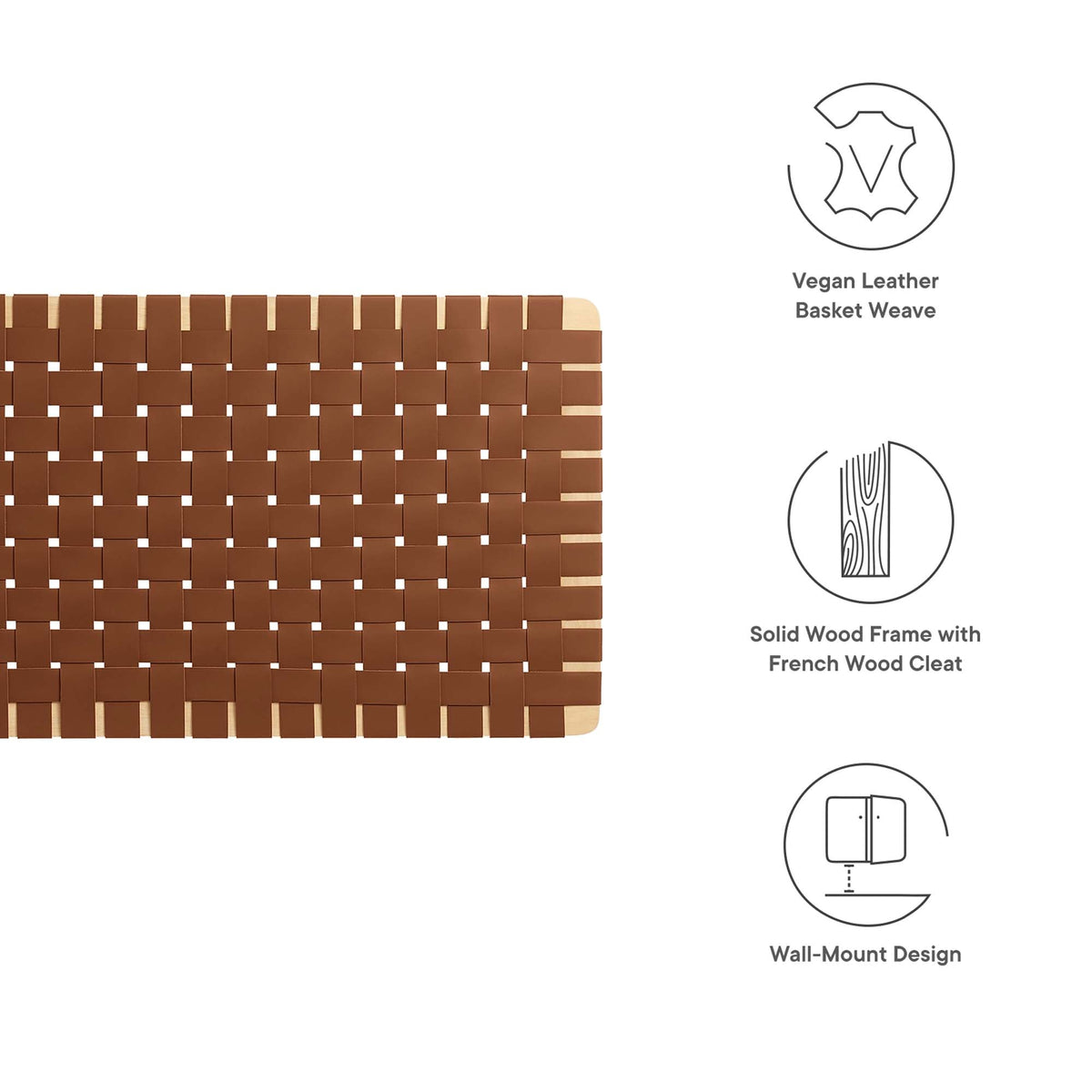 Sparta Weave Wall-Mount Vegan Leather Headboard - view 54