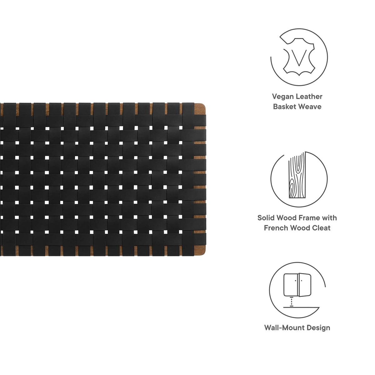Sparta Weave Wall-Mount Vegan Leather Headboard - view 55