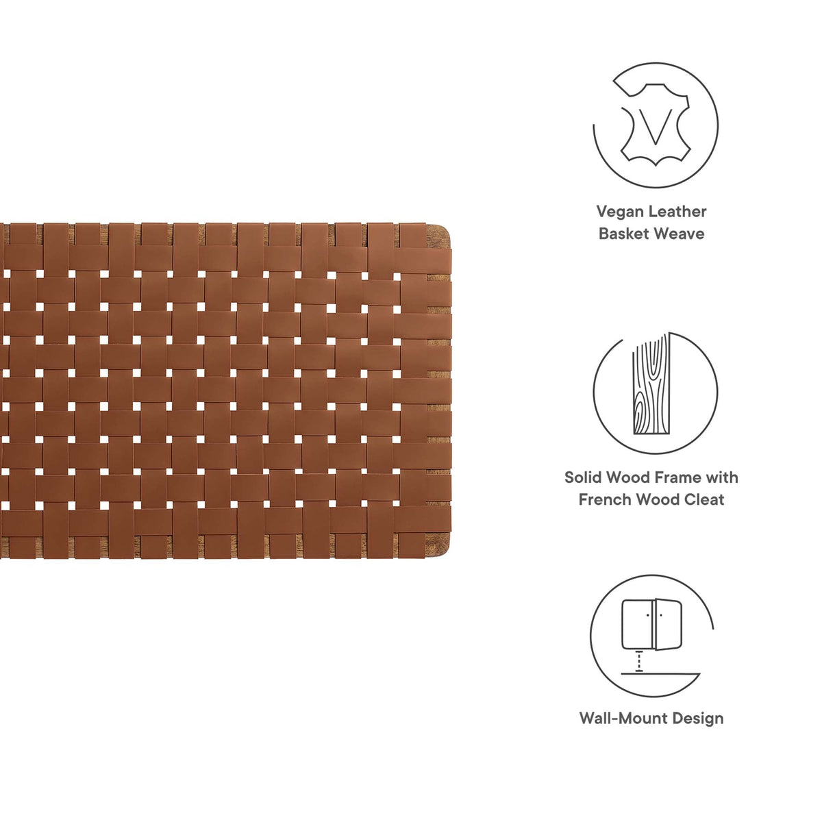 Sparta Weave Wall-Mount Vegan Leather Headboard - view 56