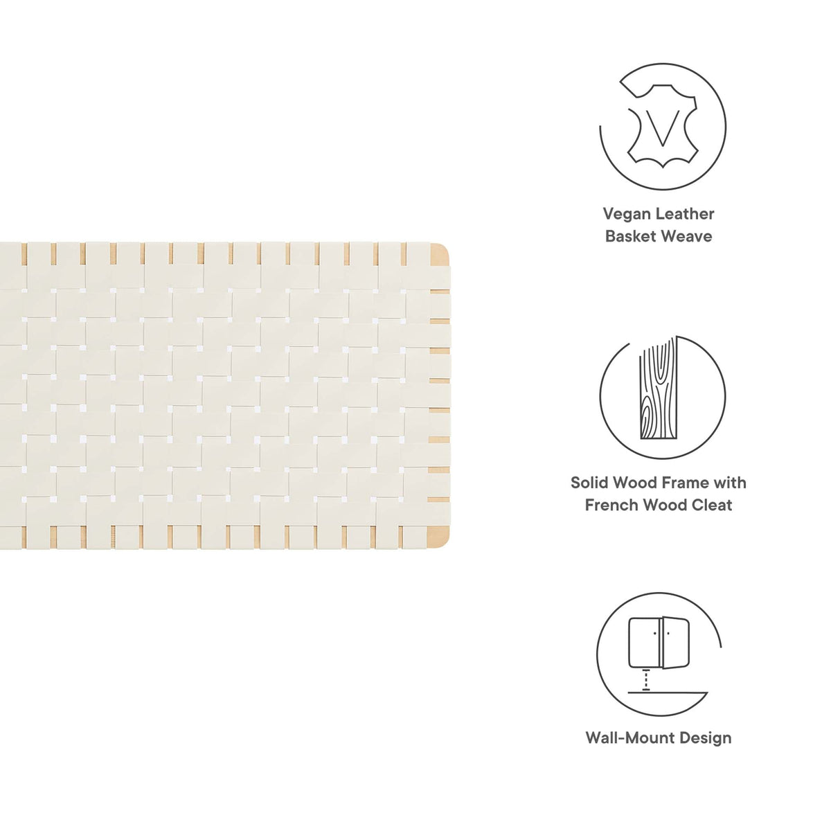 Sparta Weave Wall-Mount Vegan Leather Headboard - view 57