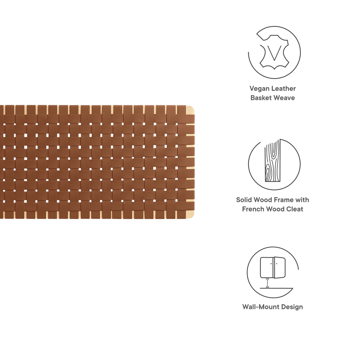 Sparta Weave Wall-Mount Vegan Leather Headboard