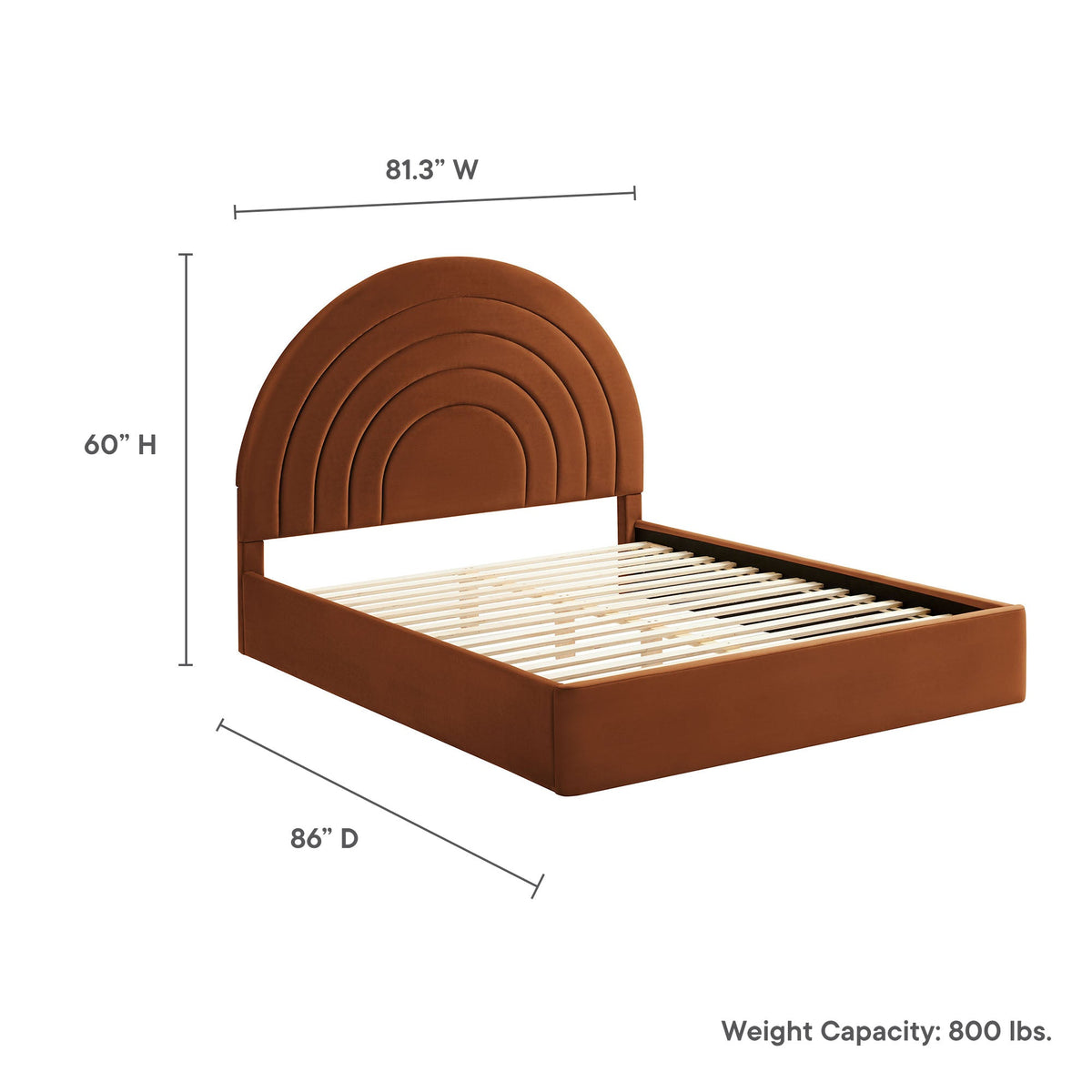 Solana Arched Performance Velvet Platform Bed