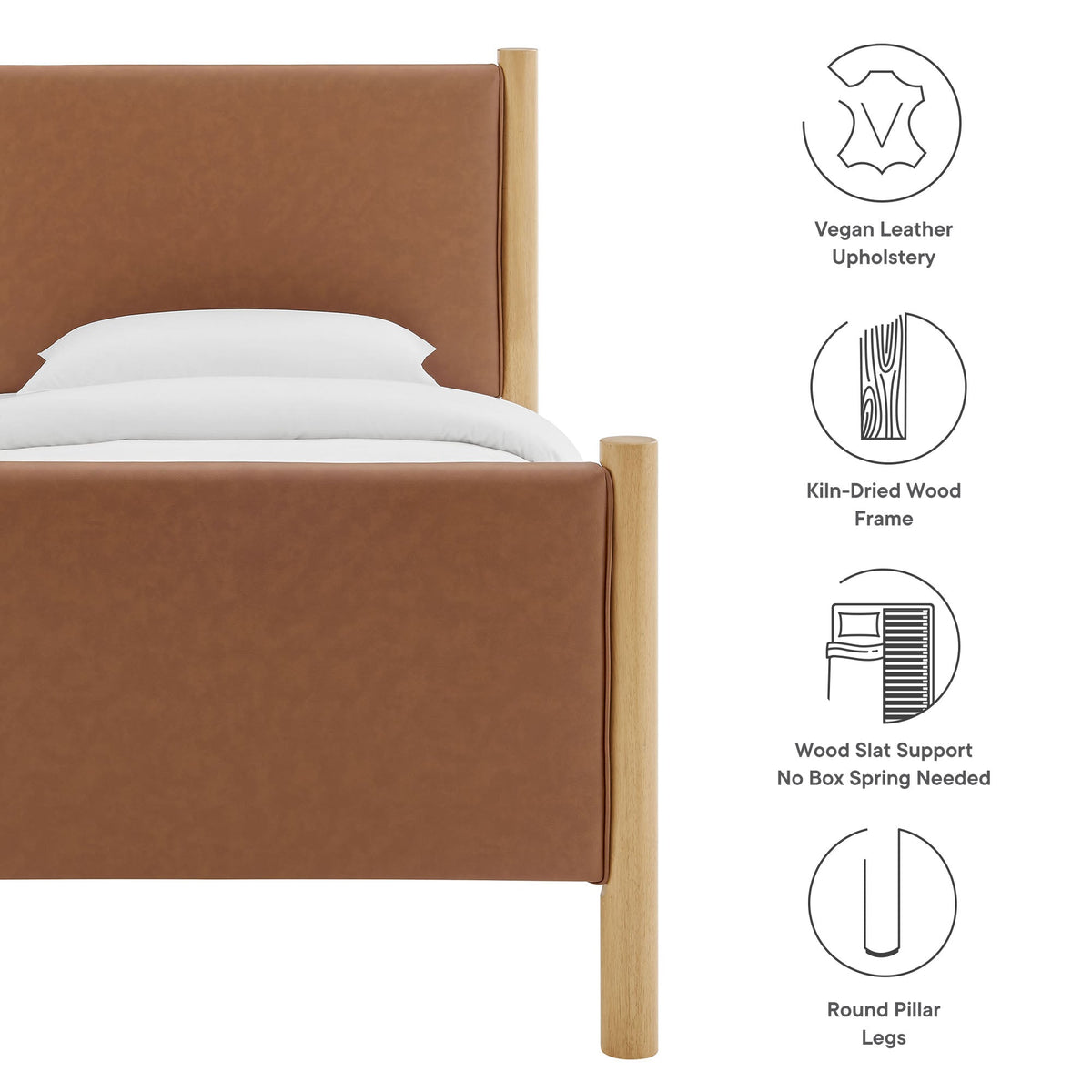 Maven Vegan Leather Upholstered Platform Bed