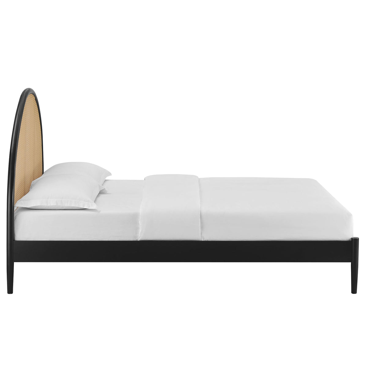 Odette Queen Arched Rattan Cane Platform Bed, Black - view 3