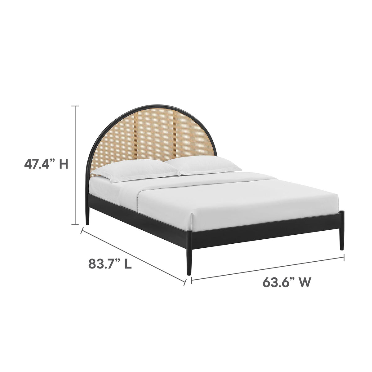 Odette Queen Arched Rattan Cane Platform Bed