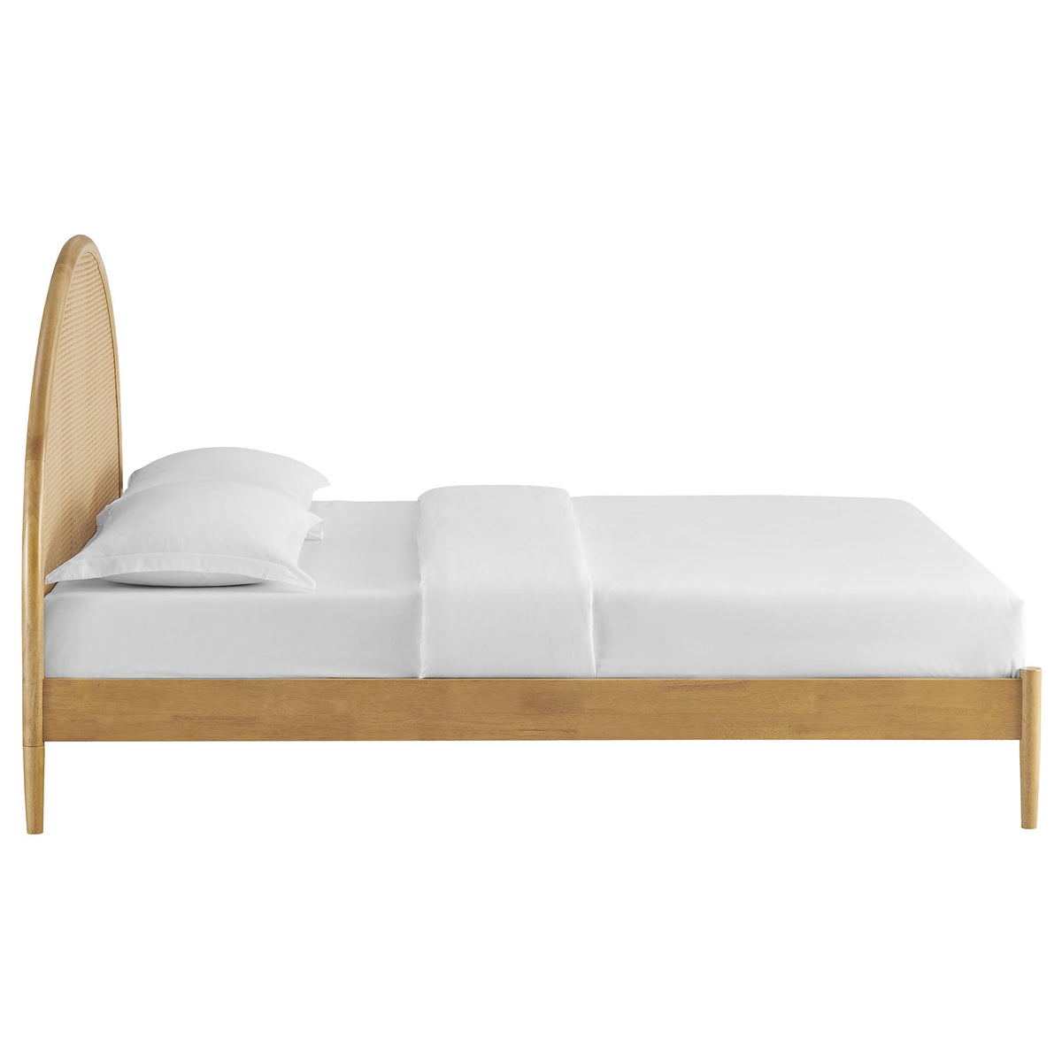 Odette Queen Arched Rattan Cane Platform Bed, Oak - view 3