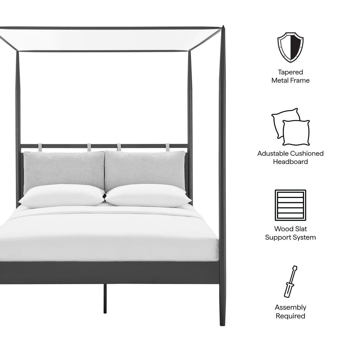 Marlowe 4-Poster Canopy Metal Platform Bed
