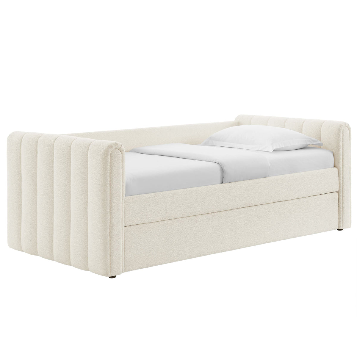 Veyla Channel Tufted Boucle Twin Daybed With Trundle - view 1