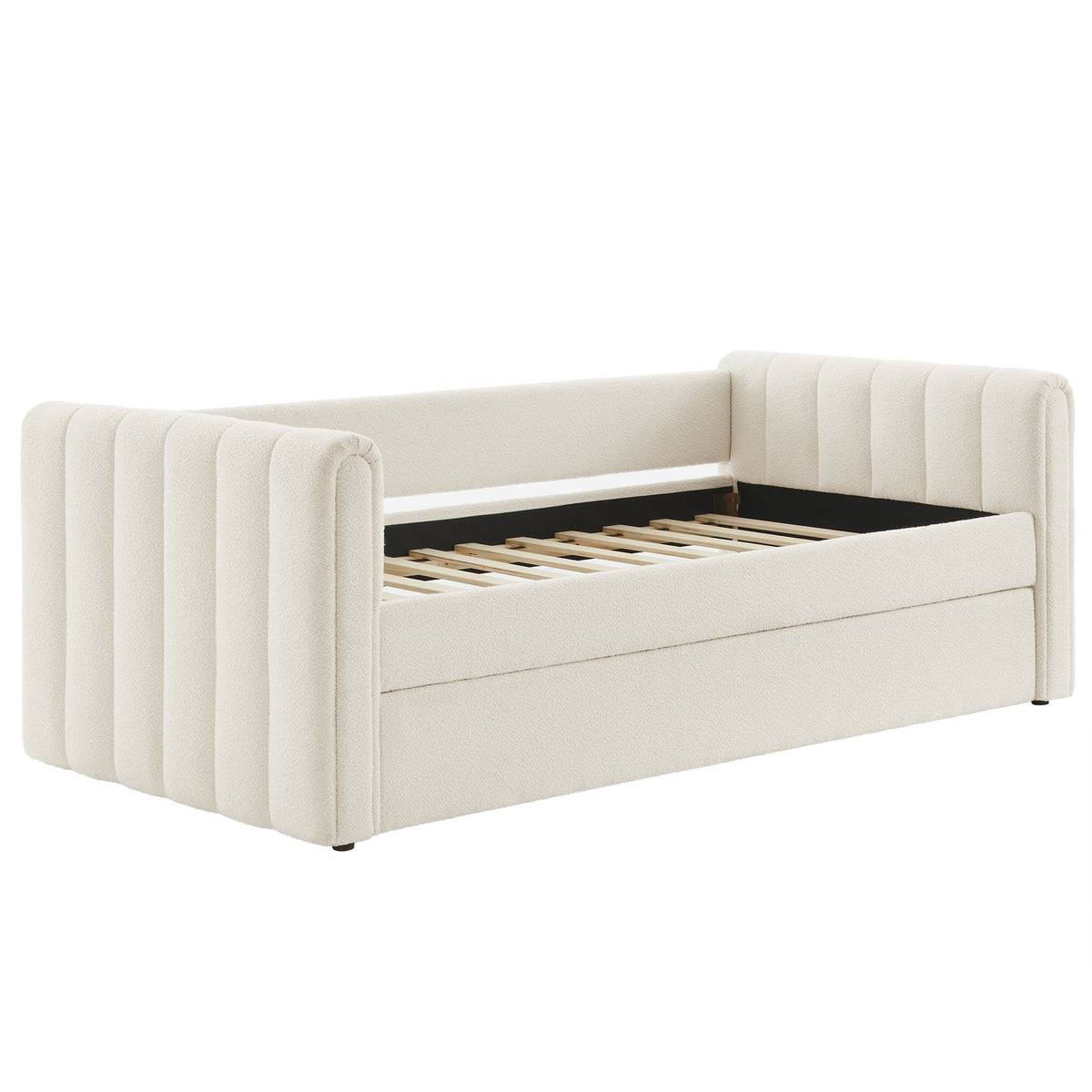 Veyla Channel Tufted Boucle Twin Daybed With Trundle - view 2