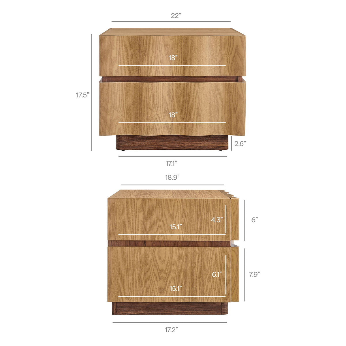 Isola 2 Drawer Nightstand