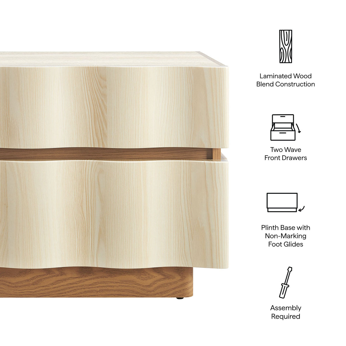 Isola 2 Drawer Nightstand