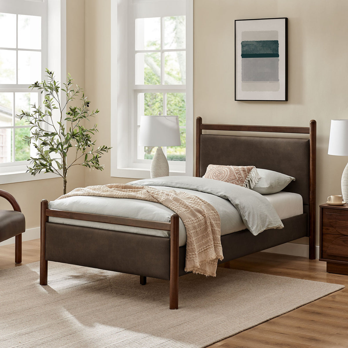 Ginny Vegan Leather Platform Bed Frame