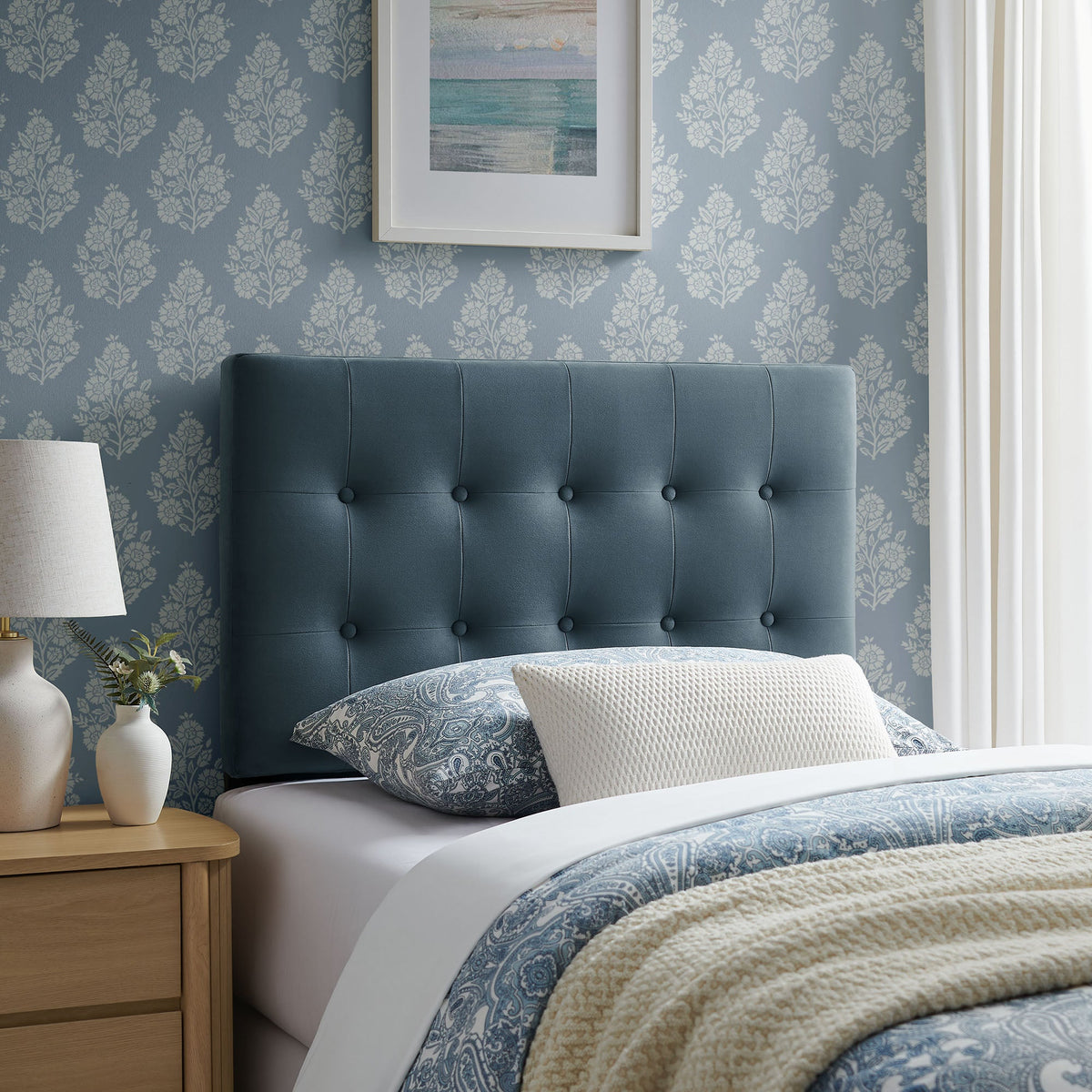 Emily Biscuit Tufted Performance Velvet Headboard