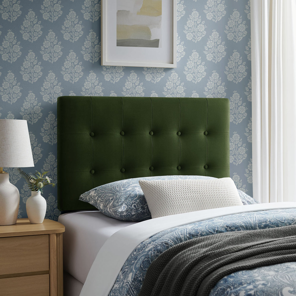 Emily Biscuit Tufted Performance Velvet Headboard