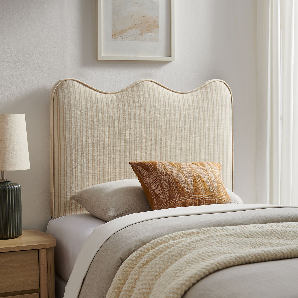 Athena Striped Fabric Upholstered Headboard